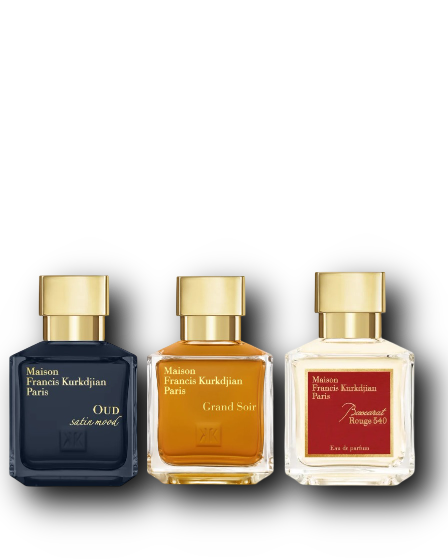 Maison Francis Kurkdjian Discovery Set – Grand Soir · Baccarat Rouge 540 · Oud Satin Mood | 3 × 2–10 ml