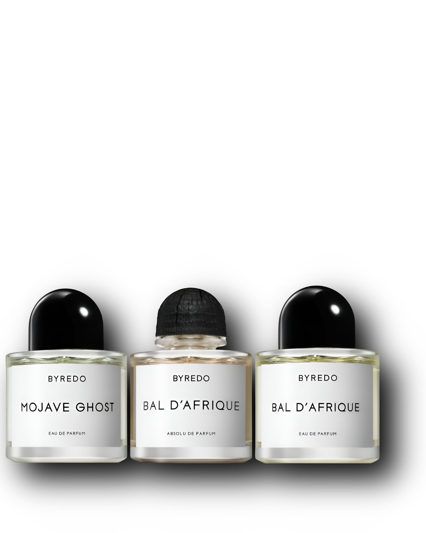 Byredo Discovery Set – Bal d’Afrique · Bal d’Afrique Absolu · Mojave Ghost | 3 × 2–10 ml