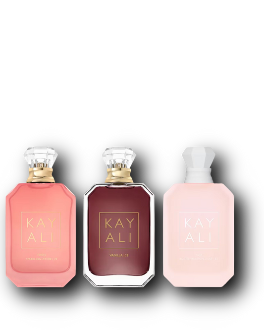Kayali Discovery Set – Eden Sparkling Lychee 39 · Vanilla 28 · Yum Boujee Marshmallow 81 | Parfumeprøver | 3 × 2–10 ml