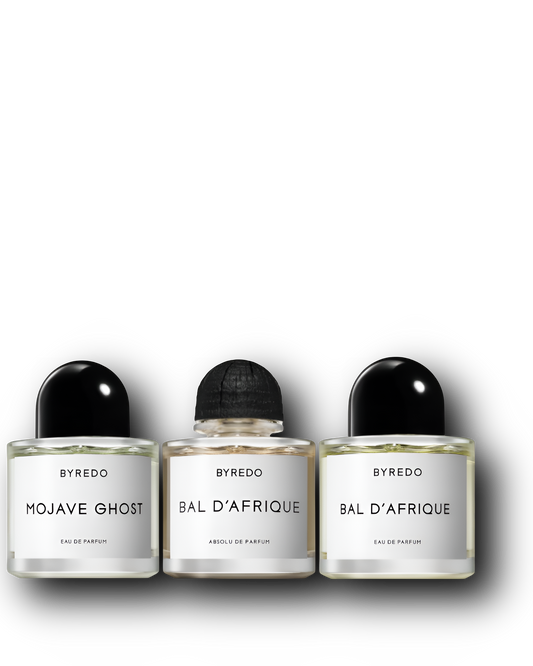 Byredo Discovery Set – Bal d’Afrique · Bal d’Afrique Absolu · Mojave Ghost | 3 × 2–10 ml