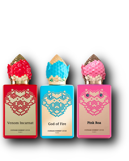 Stéphane Humbert Lucas 777 Discovery Set – God of Fire · Pink Boa · Venom Incarnat | Parfumeprøver | 3 × 2–10 ml